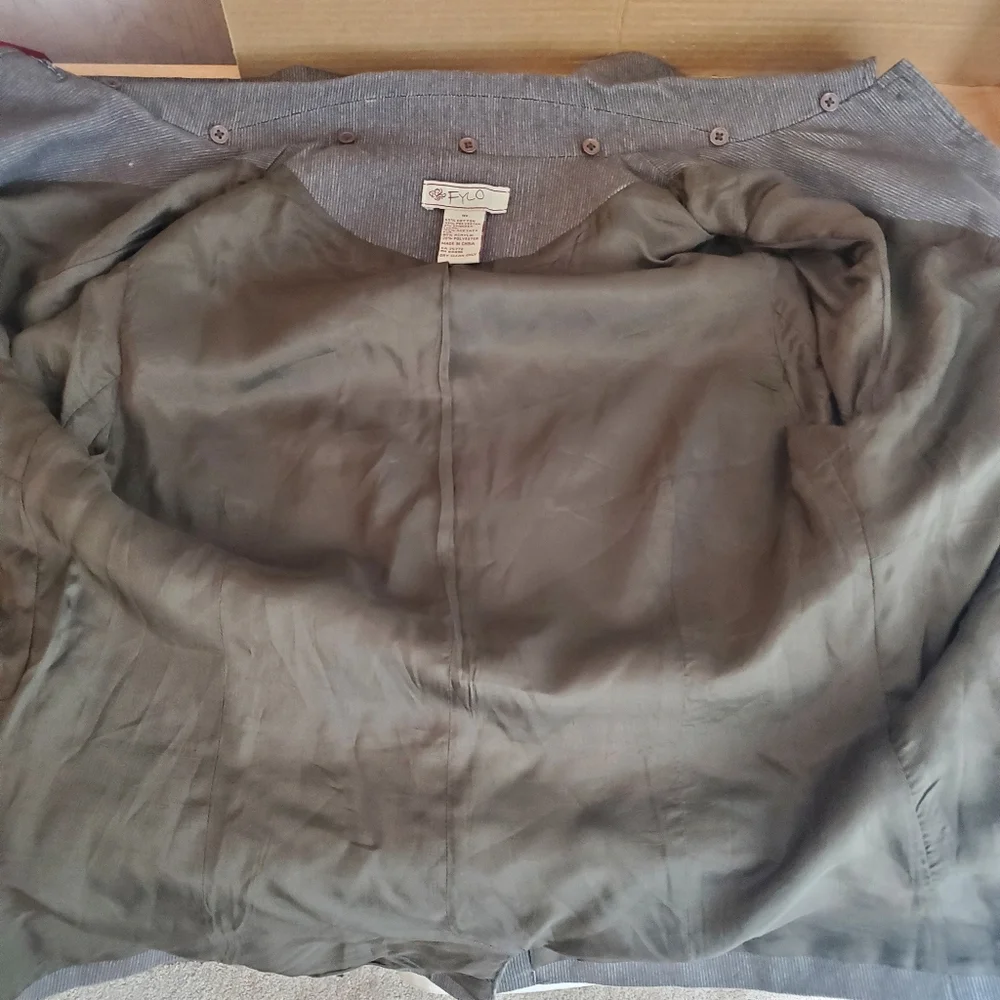 ♧ Fylo Gray Button Up Blazer Jacket Size 10